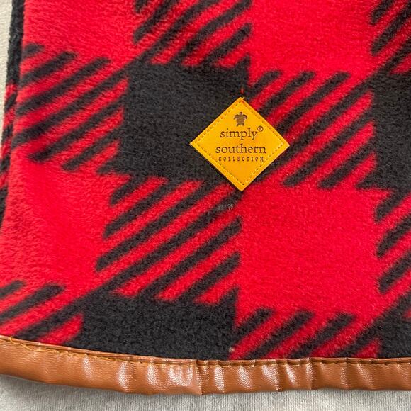 Simply Southern Sleeveless Flannel Cardigan Vest Red Black Buffalo Plaid M New - Picture 4 of 4